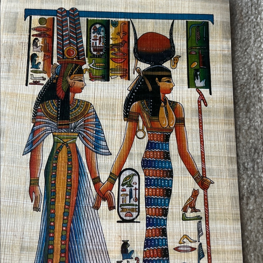 Egyptian Papyrus painting with Figures - Picture 2 of 5